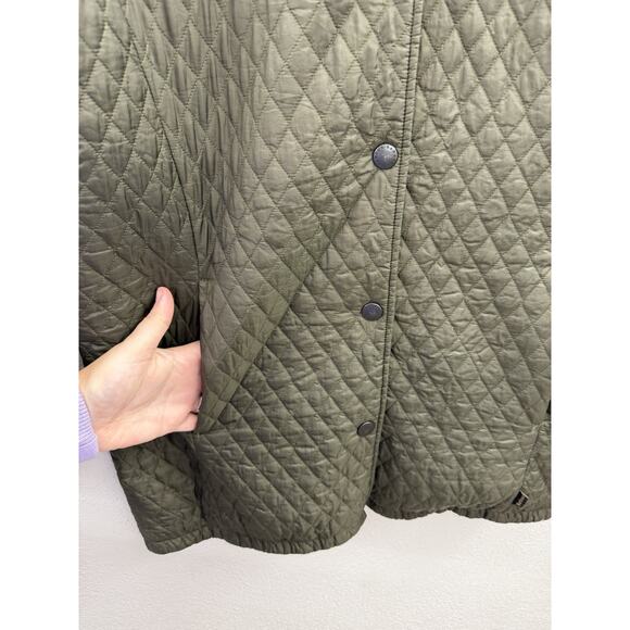 Barbour Womens Jacket Size 10 Green Quilted Snap Button Up Collared - Picture 2 of 10